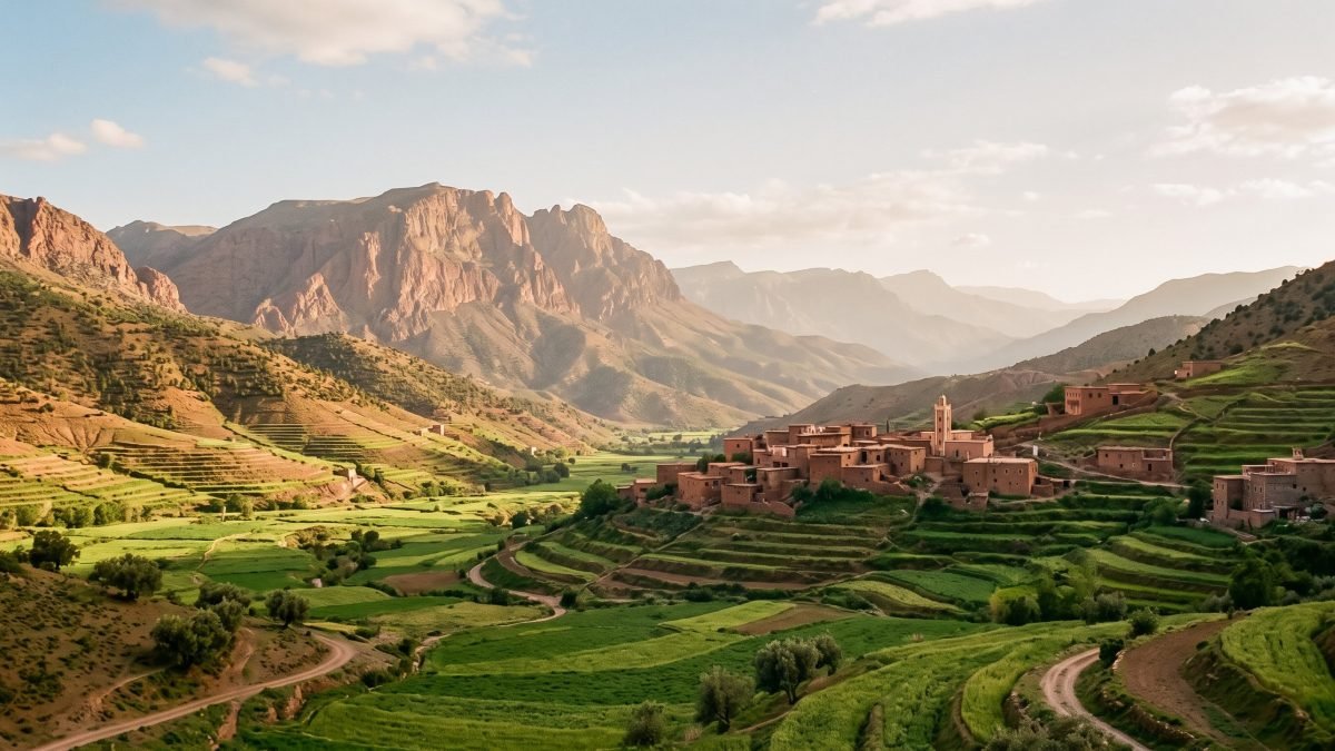 Ait Bouguemez valley and the M'Goun massif in the Central High Atlas
