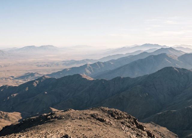 360 degree view from the Toubkal summit over Atlas ridges